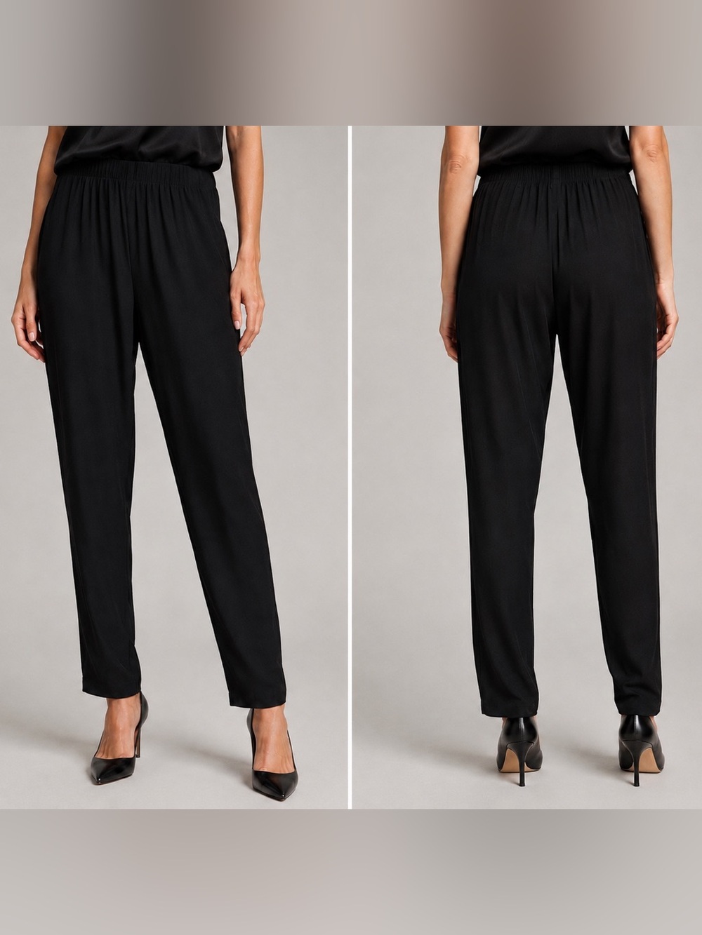 Vince Womens Silk Dress Pants Medium Black Tapered Relaxed Pull On Career Office - Picture 2 of 9